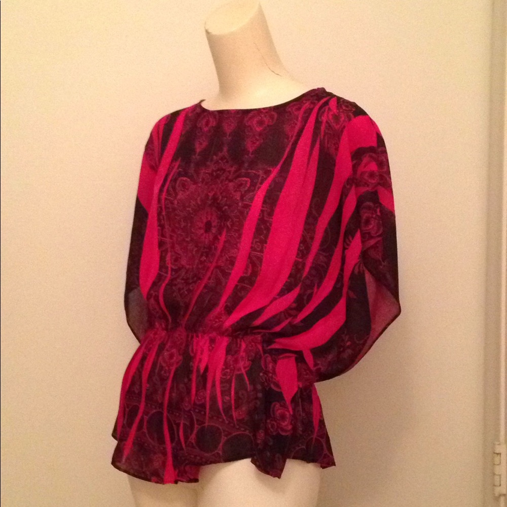Ladies Sami & Jo butterfly sleeve magenta blouse S